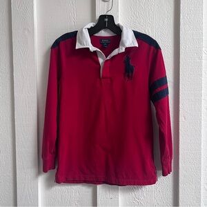 Polo Ralph Lauren Y2K boys oversized logo red rugby shirt